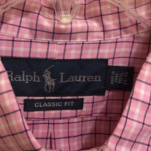 *EUC* Ralph Lauren pink, blue & white check  button down. Size 16.5 34/35 - Picture 2 of 5